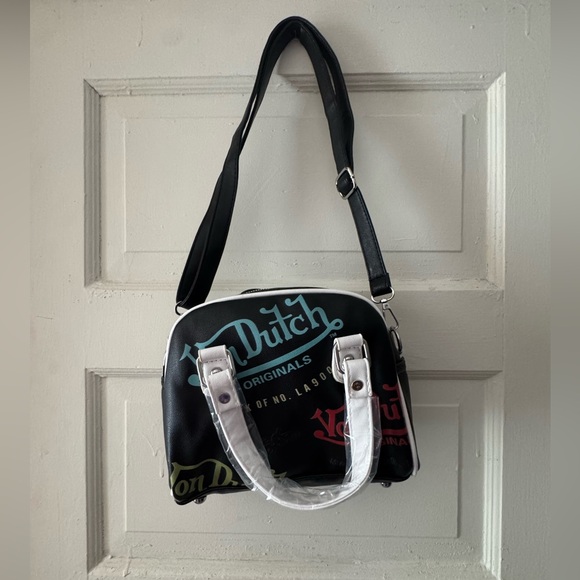 Von Dutch Black Handbag with Red and Blue Accents - Picture 2 of 2